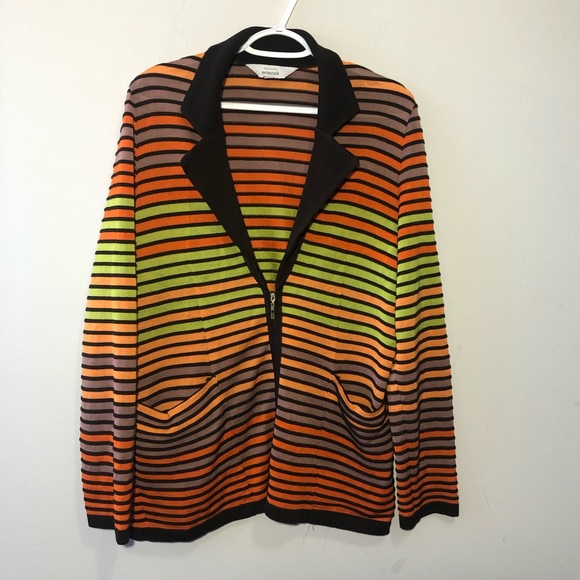 Exclusively Misook Striped  Zip Cardigan XL - Picture 5 of 5